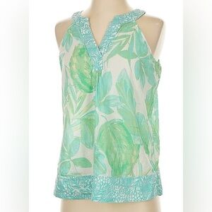 Christian Soriano Green/blue Leaf Print Women's Top size large
